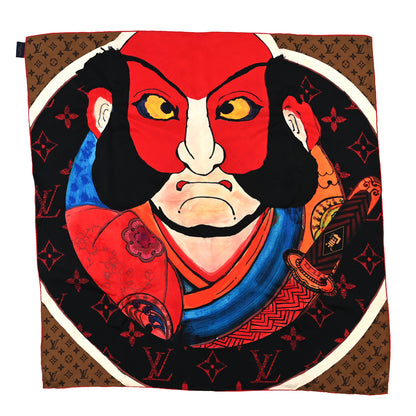 Louis Vuitton Silk Monogram Kabuki Sticker Square Scarf 1 of 3