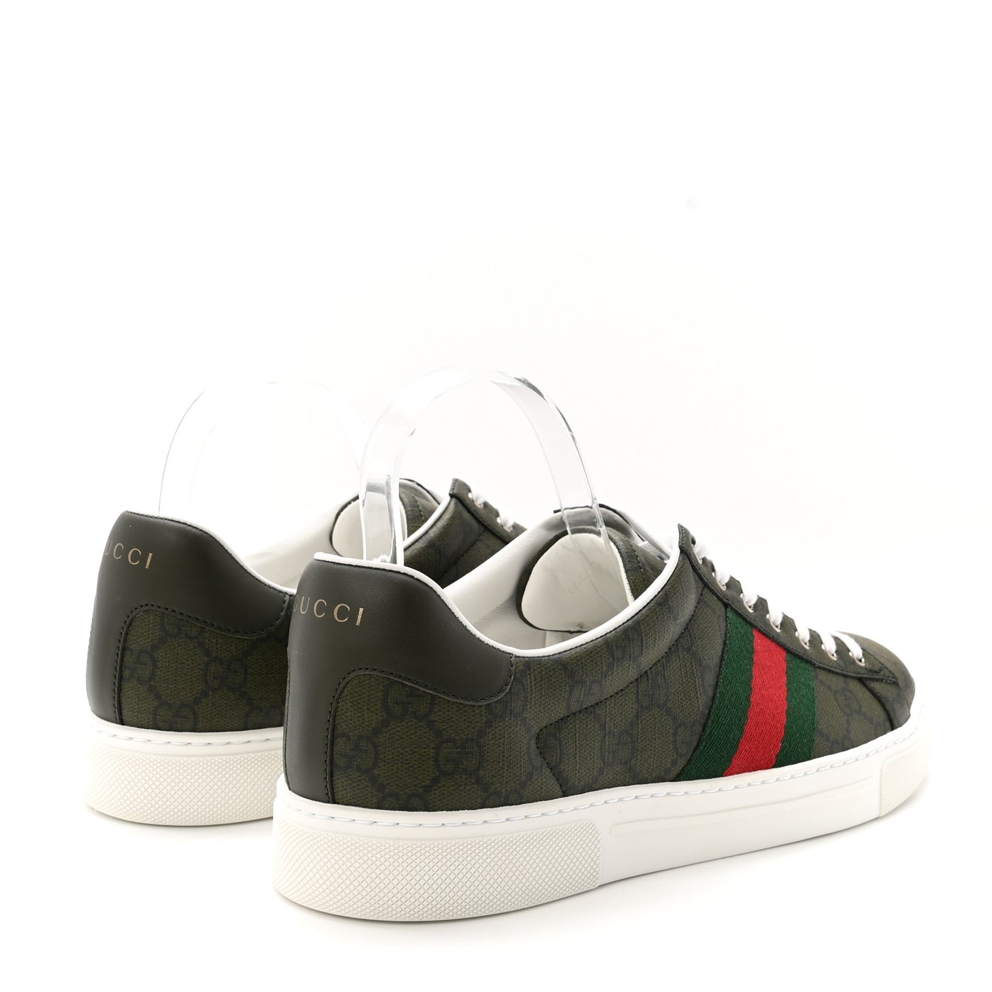 GG Supreme Monogram Web Mens New Ace Sneakers 8 Green