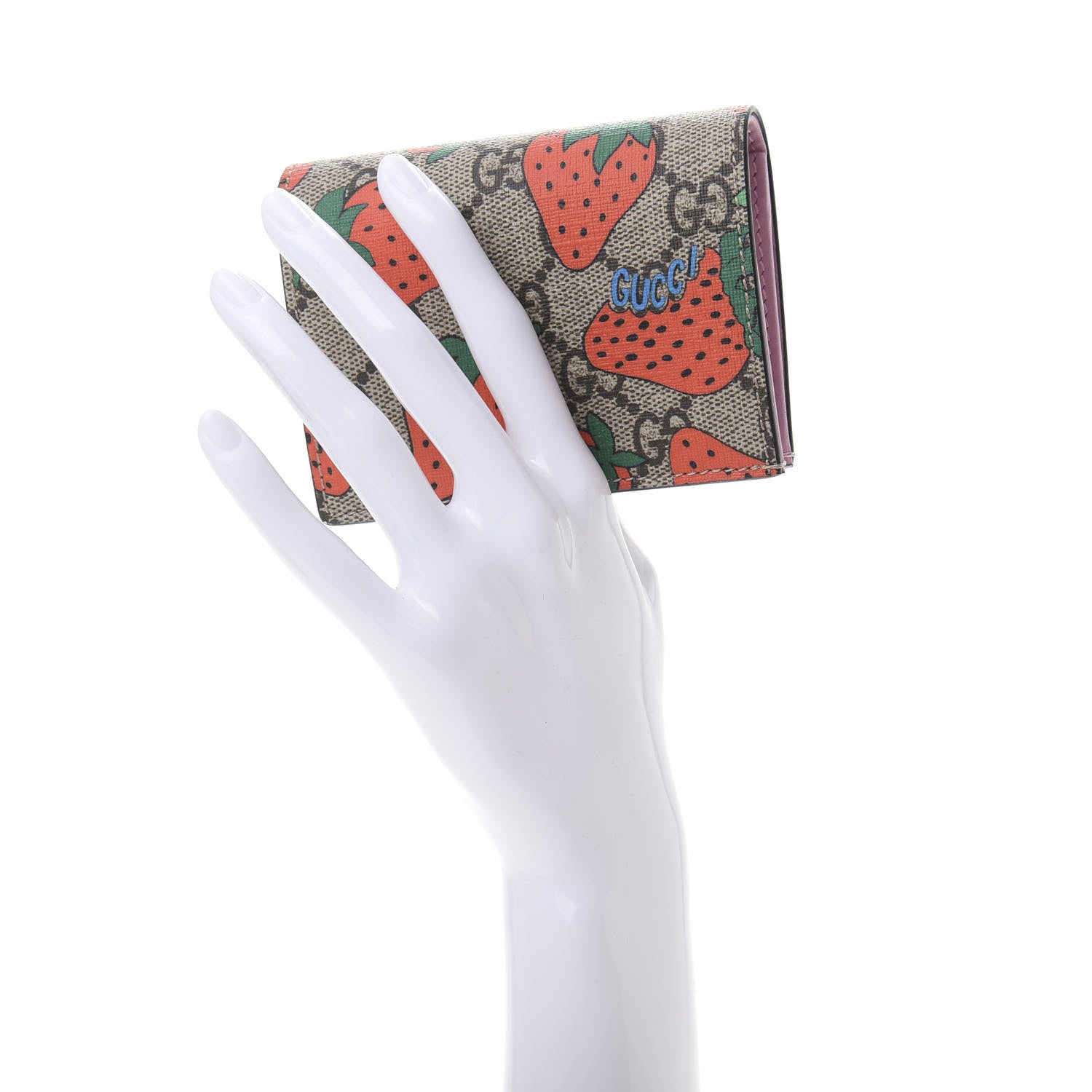 Gucci GG Supreme Monogram Strawberry Card Case 2 of 8