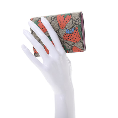 Gucci GG Supreme Monogram Strawberry Card Case 2 of 8