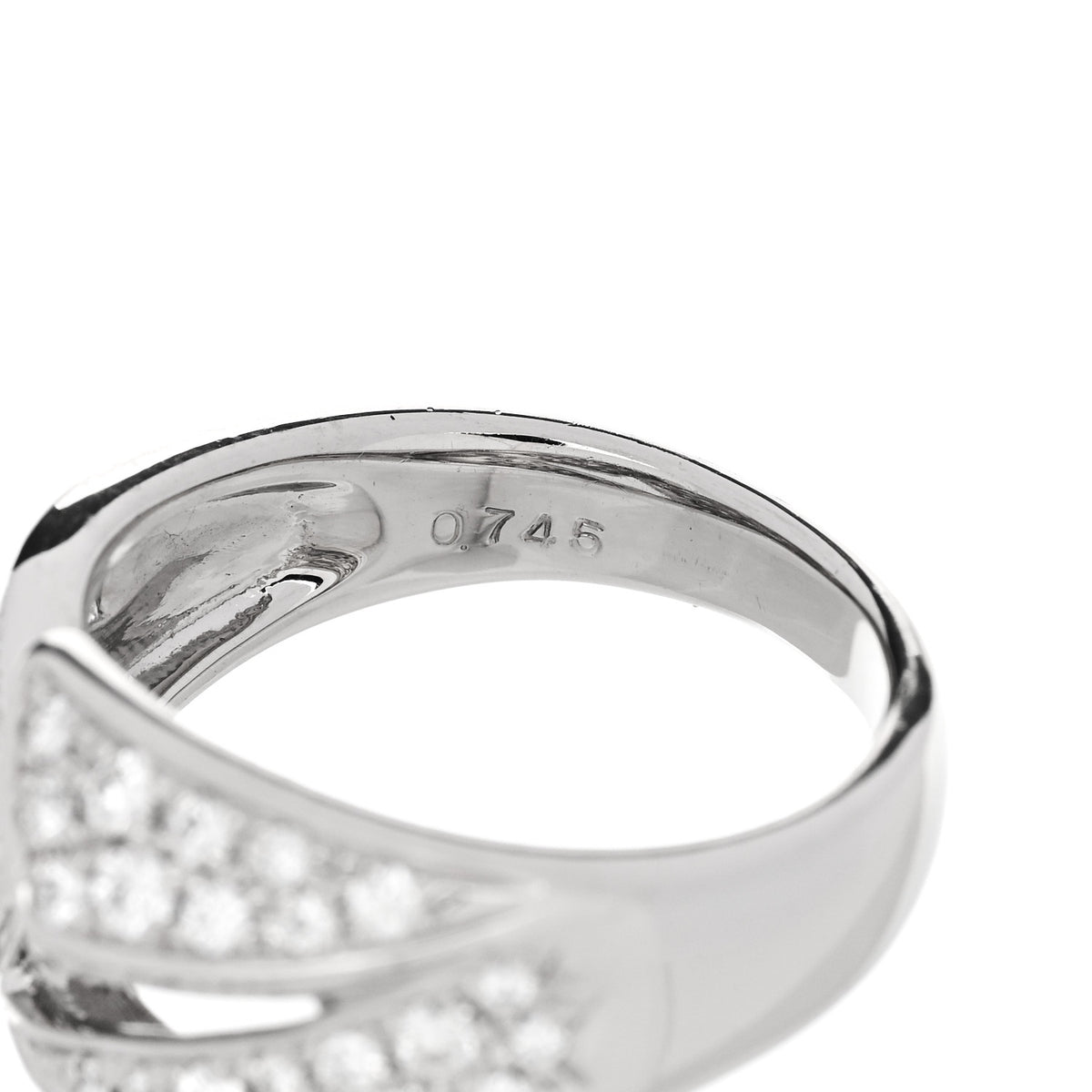 Platinum Diamond .74ctw Geometric Open Band Ring 54 6.75