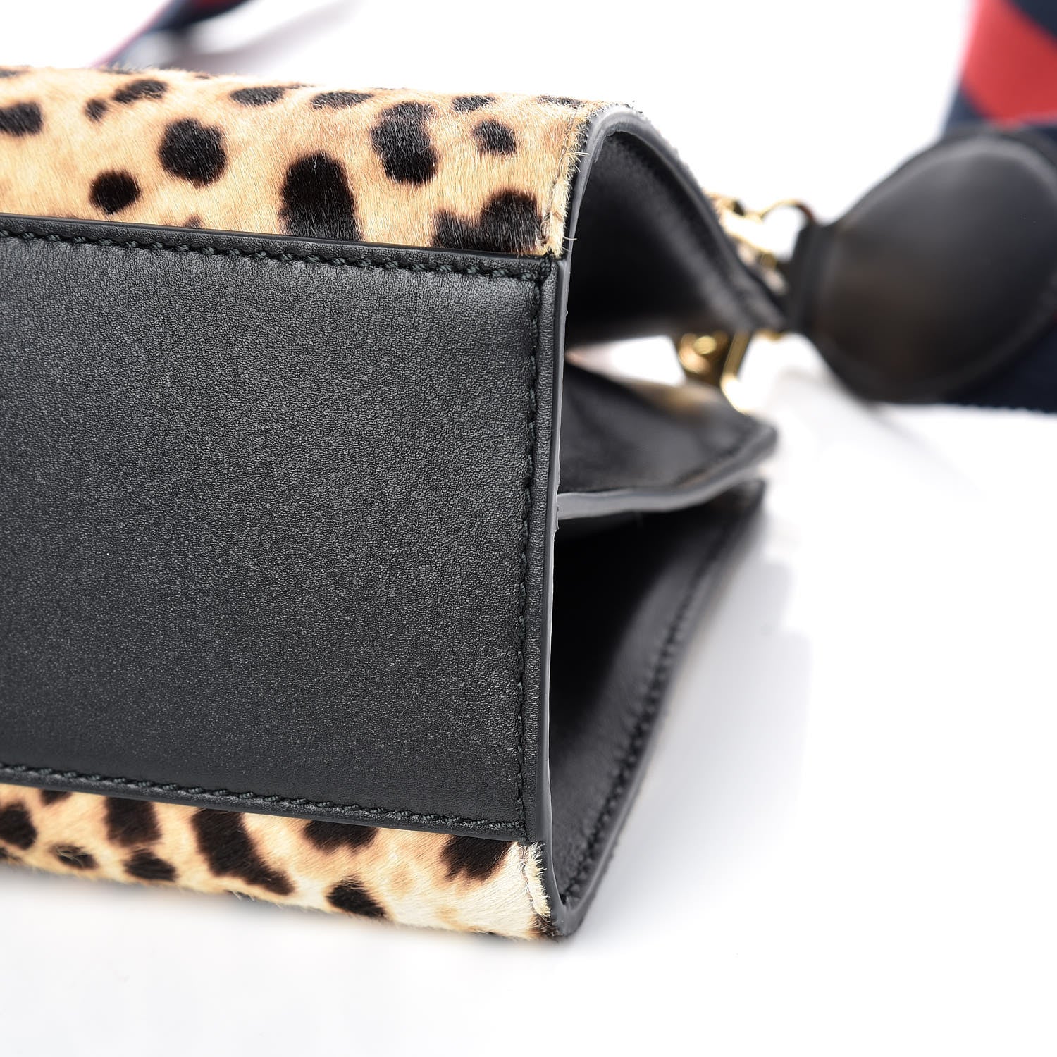 Gucci Calf Hair Bamboo Web Leopard Print Mini Nymphaea Top Handle Bag 6 of 13