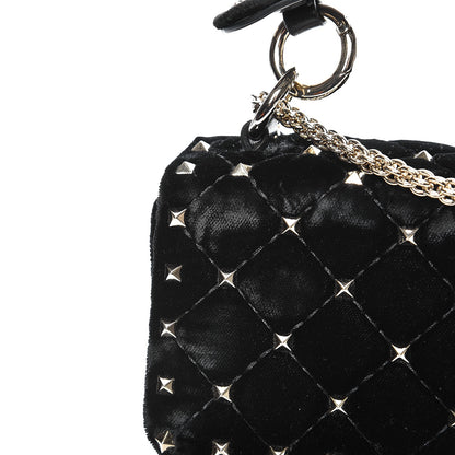 Valentino Garavani Velvet Medium Rockstud Spike Shoulder Bag Black 8 of 9