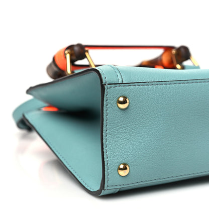 Gucci Textured Dollar Calfskin Web Mini Diana Tote Bag Dusty Azure Deep Orange 9 of 10