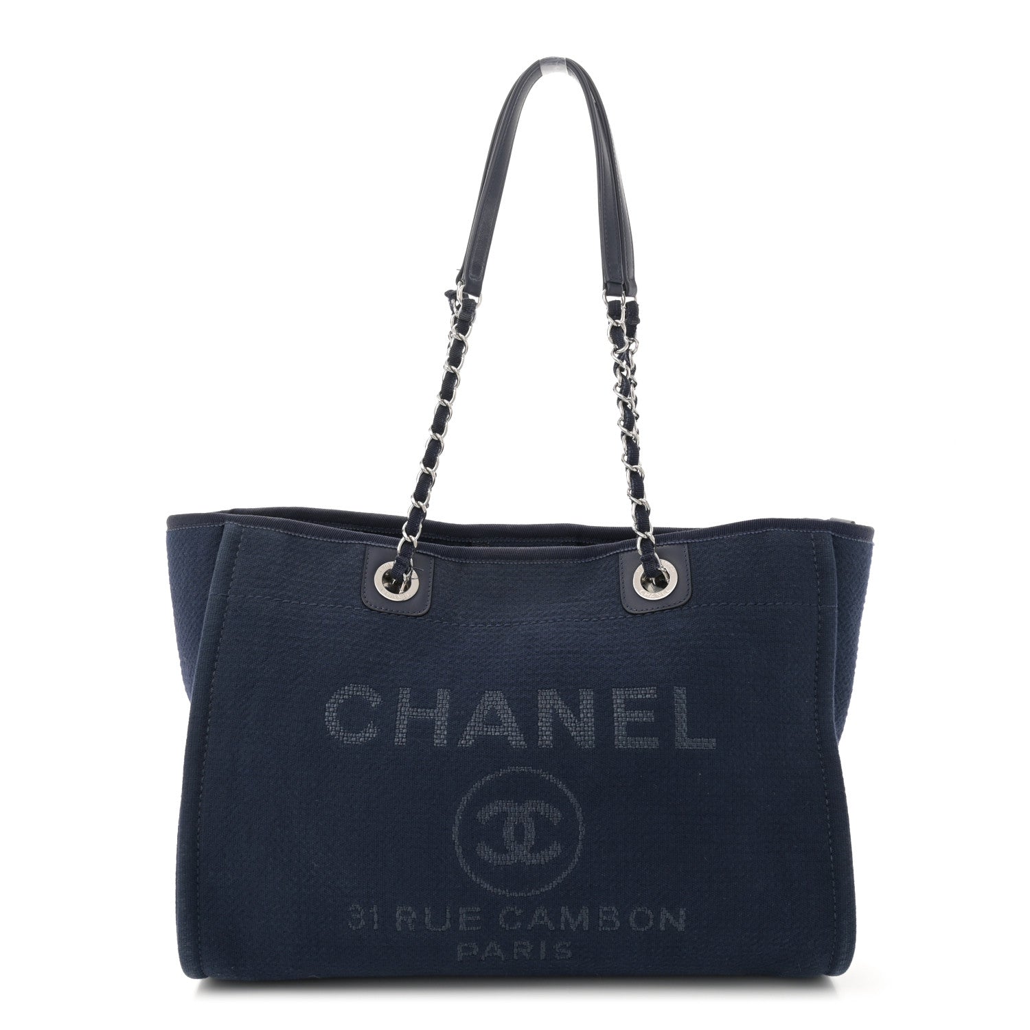 Chanel Mixed Fibers Small Deauville Tote Navy Blue 1 of 14
