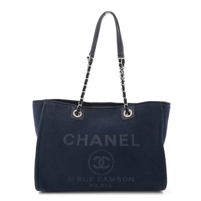 Chanel Mixed Fibers Small Deauville Tote Navy Blue 1 of 14