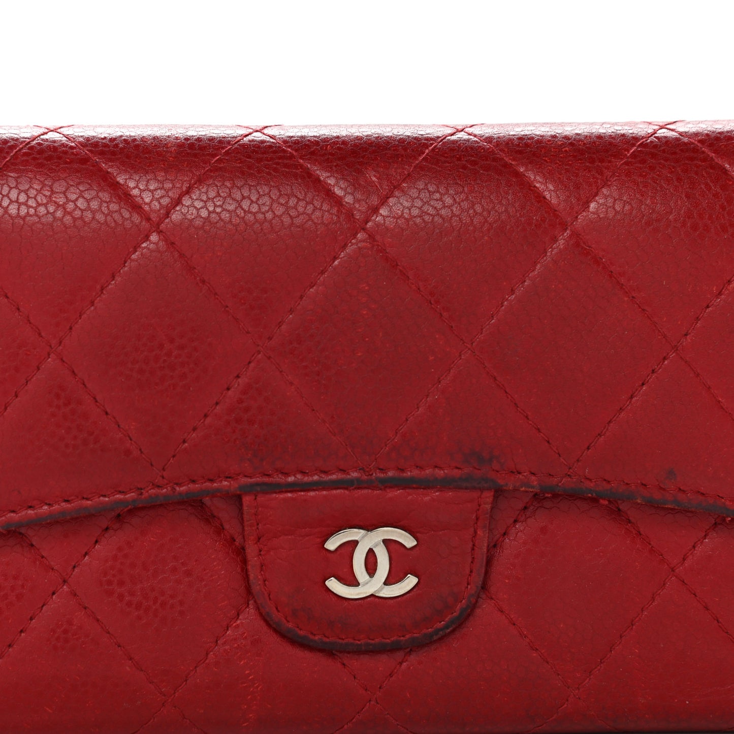 Caviar Quilted Medium Flap Wallet Red