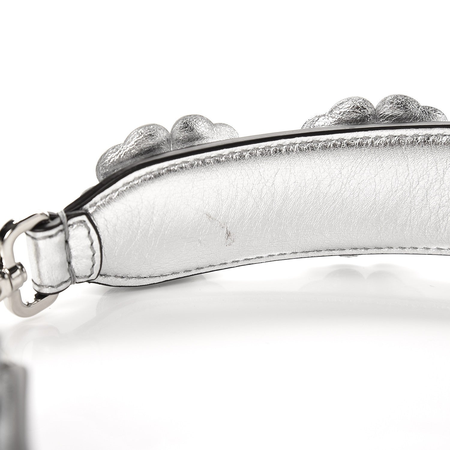 Fendi Vitello Catalan Mirror Flowerland Studded Strap You Silver 2 of 4