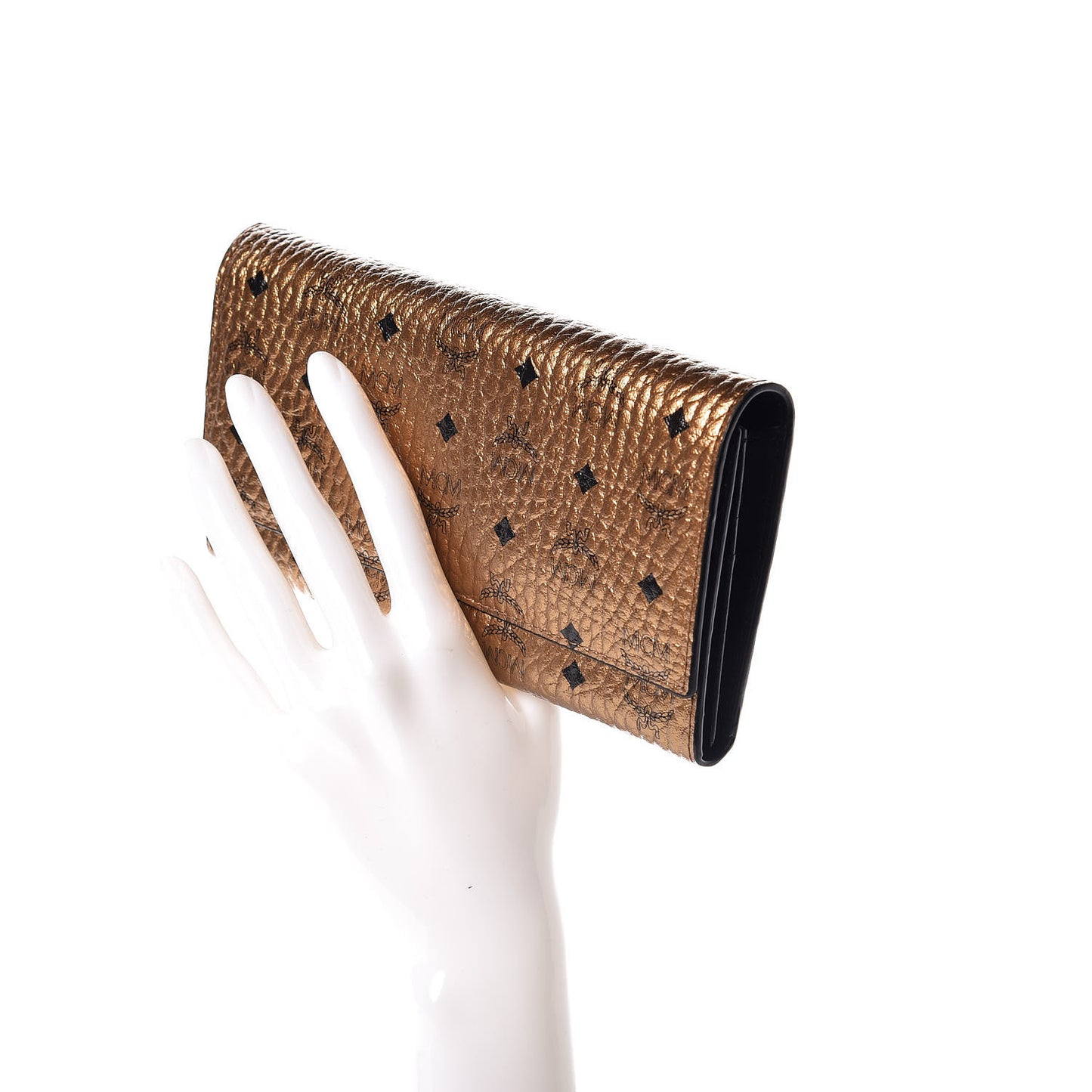 Metallic Visetos Continental Flap Wallet Gold