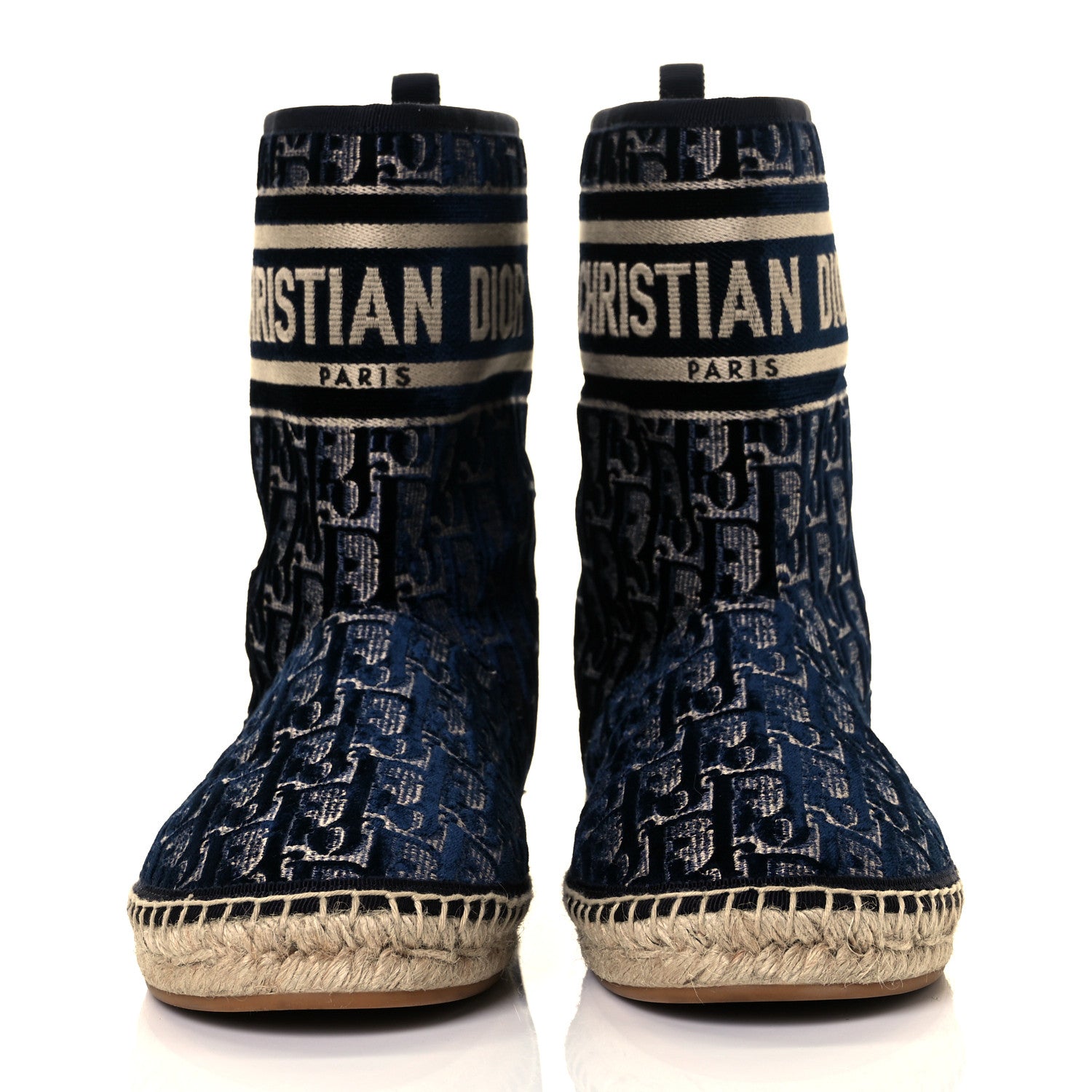 Christian Dior Velvet Oblique Granville Espadrille Boots 38 Deep Blue 6 of 21