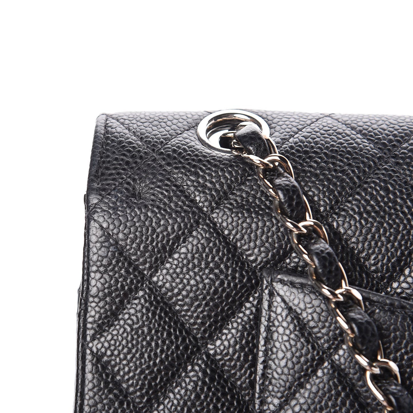 Caviar Quilted Medium Double Flap Black