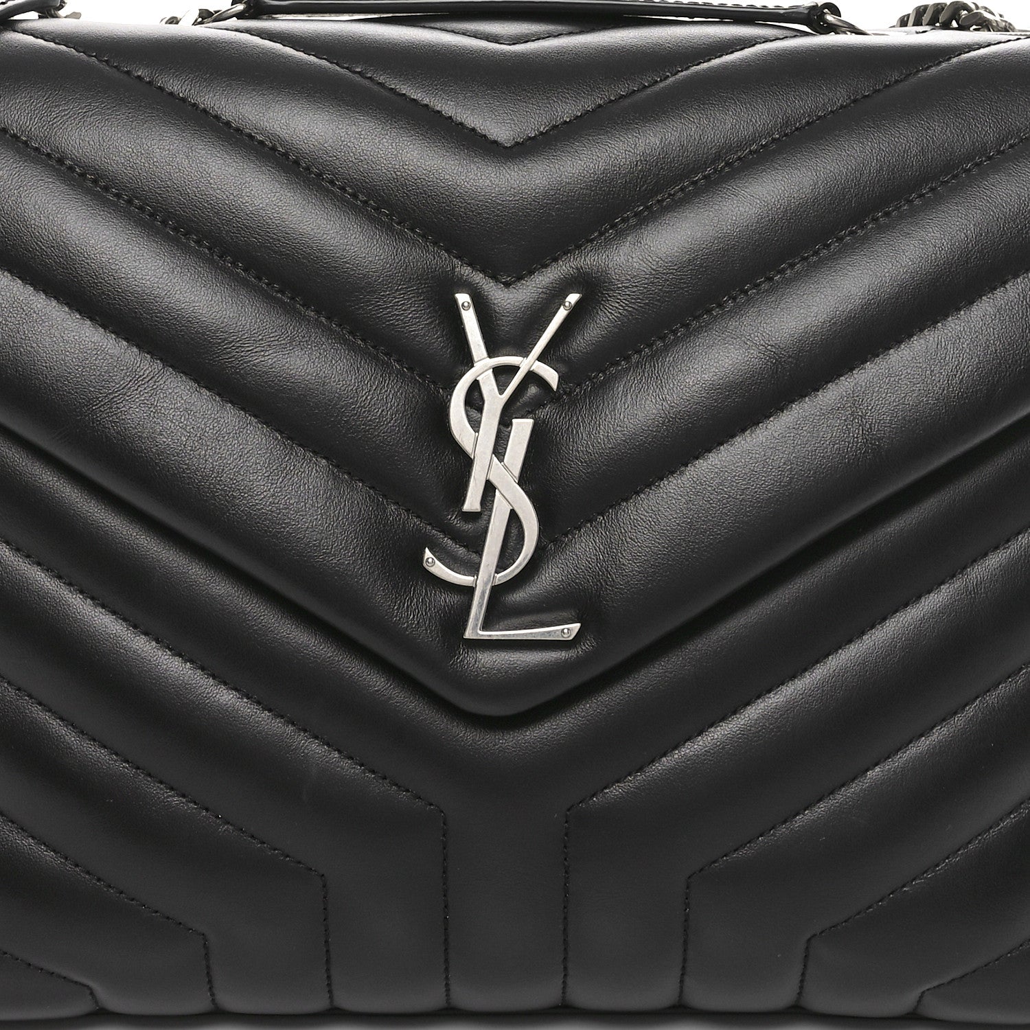 Saint Laurent Calfskin Y Quilted Monogram Medium Loulou Chain Satchel Black 8 of 10