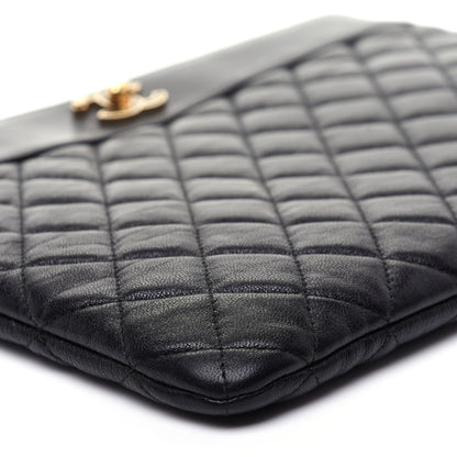 Chanel Sheepskin Quilted Medium Vintage Mademoiselle Cosmetic Case Black 6 of 10
