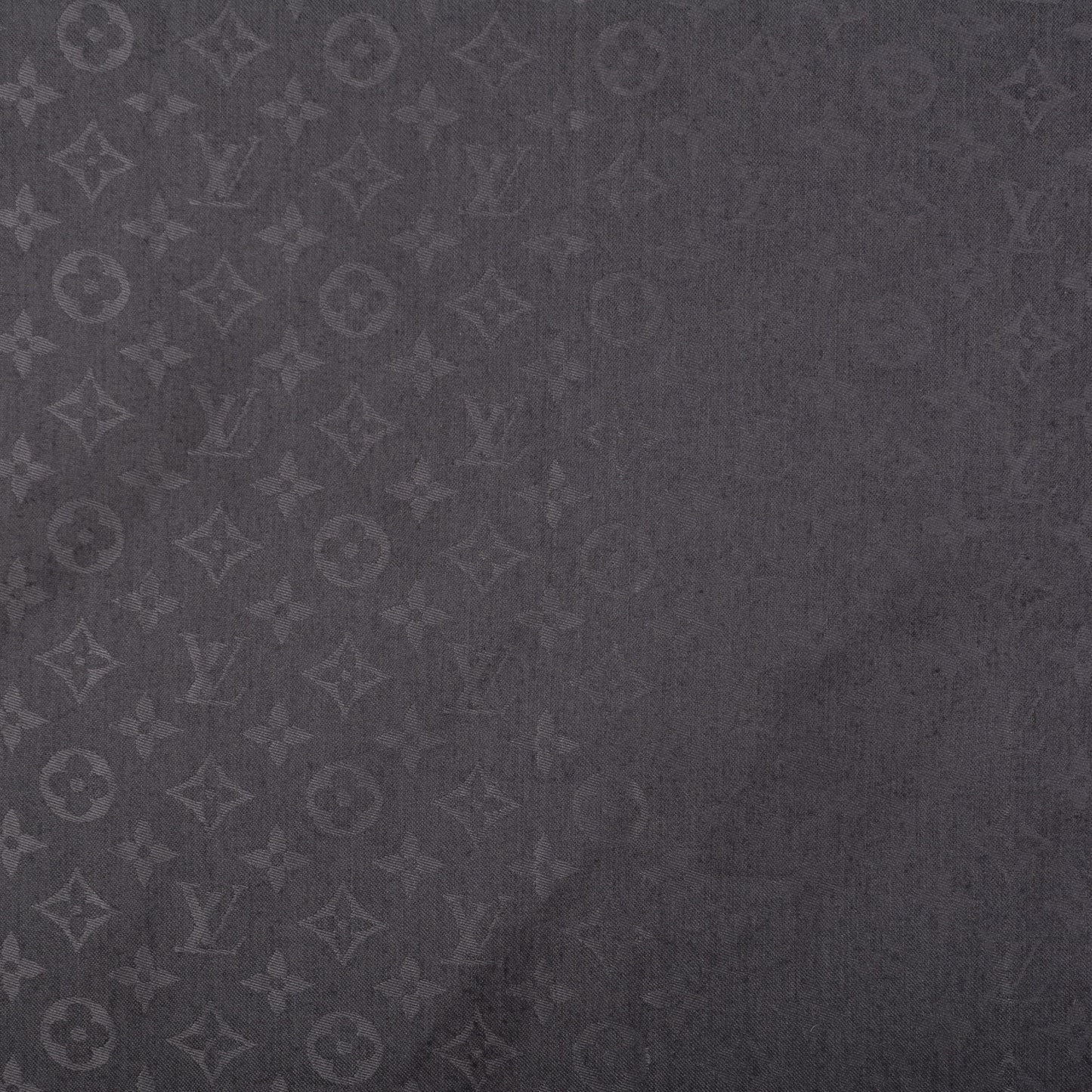 Silk Wool Monogram Shawl Charcoal Grey