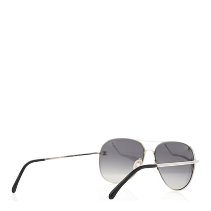 Chanel Metal Polarized CC Aviator Sunglasses 4189-T-Q Silver 4 of 9