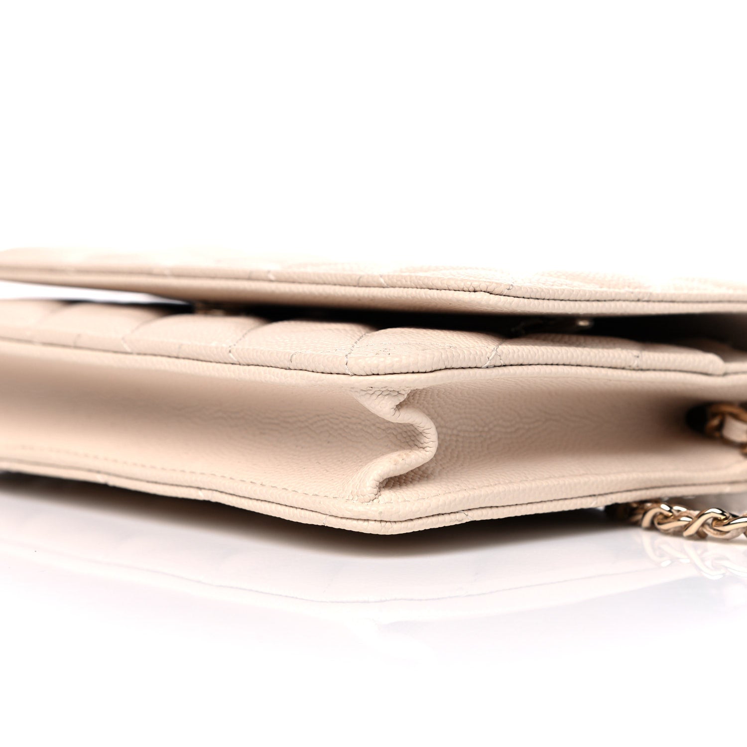 Chanel Caviar Quilted Wallet On Chain WOC Light Beige 11 of 12
