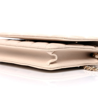 Chanel Caviar Quilted Wallet On Chain WOC Light Beige 11 of 12