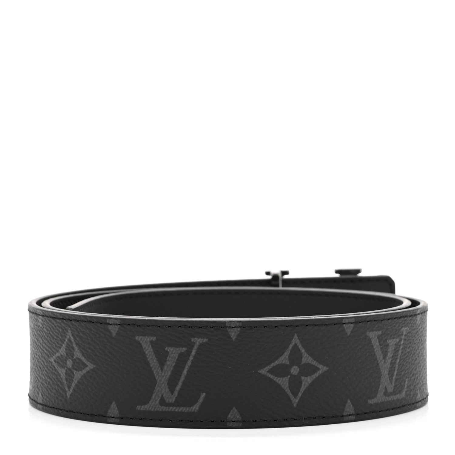 Louis Vuitton Calfskin Monogram Eclipse 35mm LV Initiales Reversible Belt 85 34 2 of 5