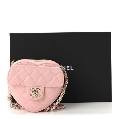 Chanel Lambskin Quilted CC In Love Heart Clutch With Chain Light Pink 11 of 11
