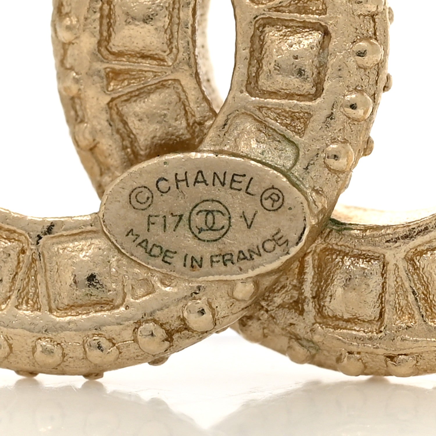Chanel Crystal Timeless CC Earrings Light Gold 4 of 6