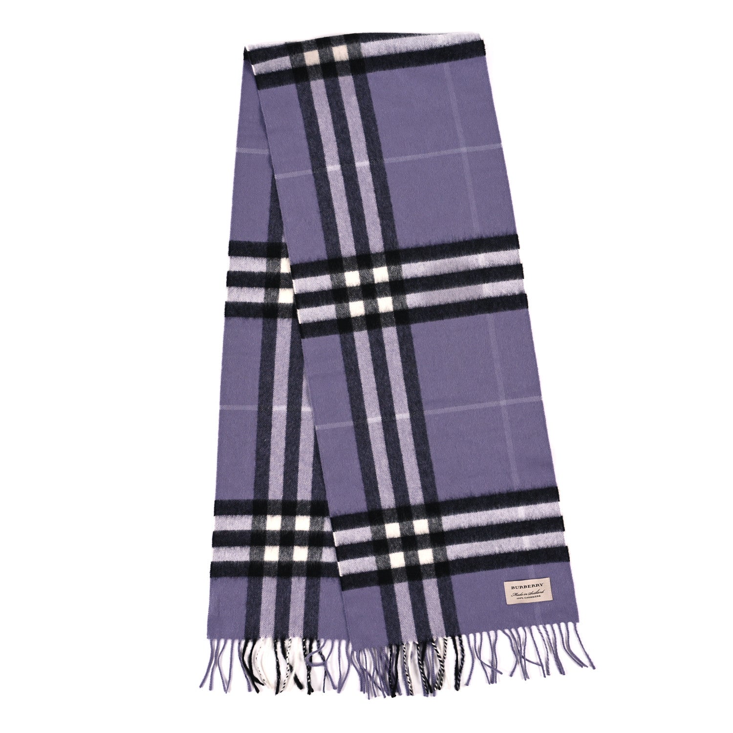 Burberry Cashmere Giant Check Fringe Scarf Purple 2 of 3