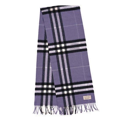 Burberry Cashmere Giant Check Fringe Scarf Purple 2 of 3