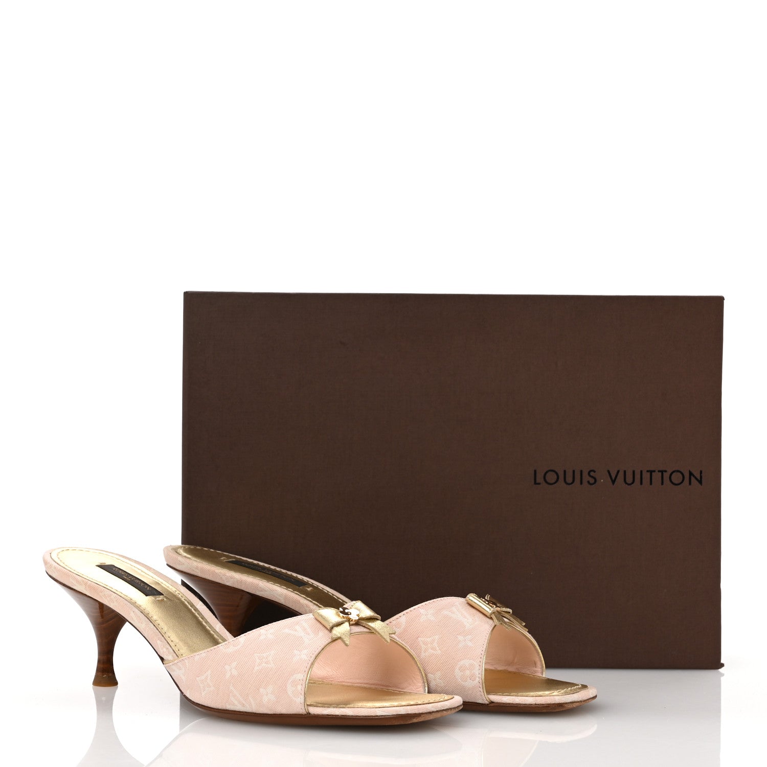 Louis Vuitton Monogram Bow Kitten Heel Sandals 39.5 Pink 12 of 12