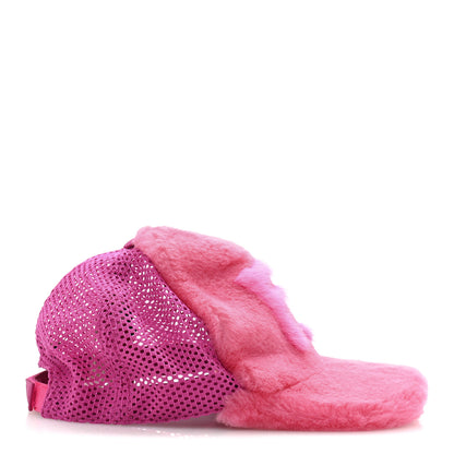 Fendi Cotton Shearling FF Baseball Hat M Fucshia 5 of 10