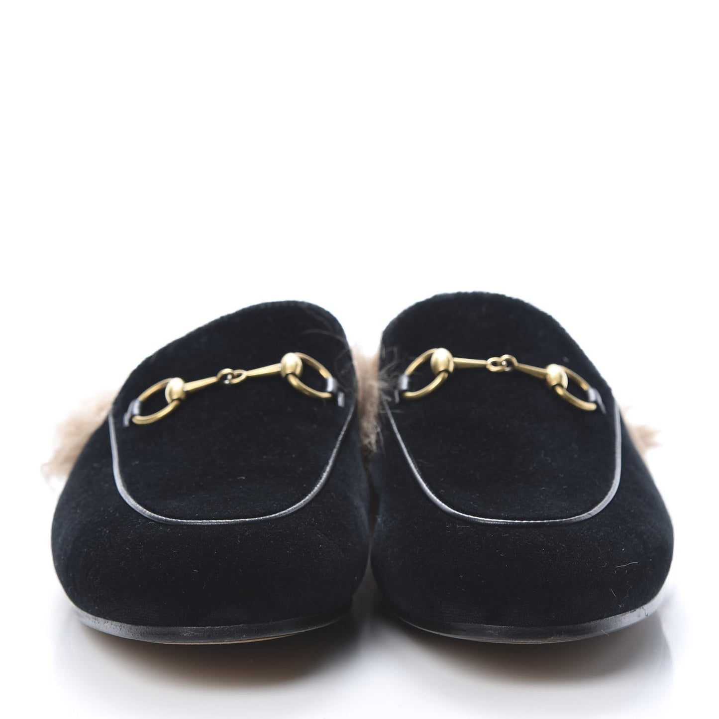 Velvet Fur Womens Princetown Slippers 37.5 Black