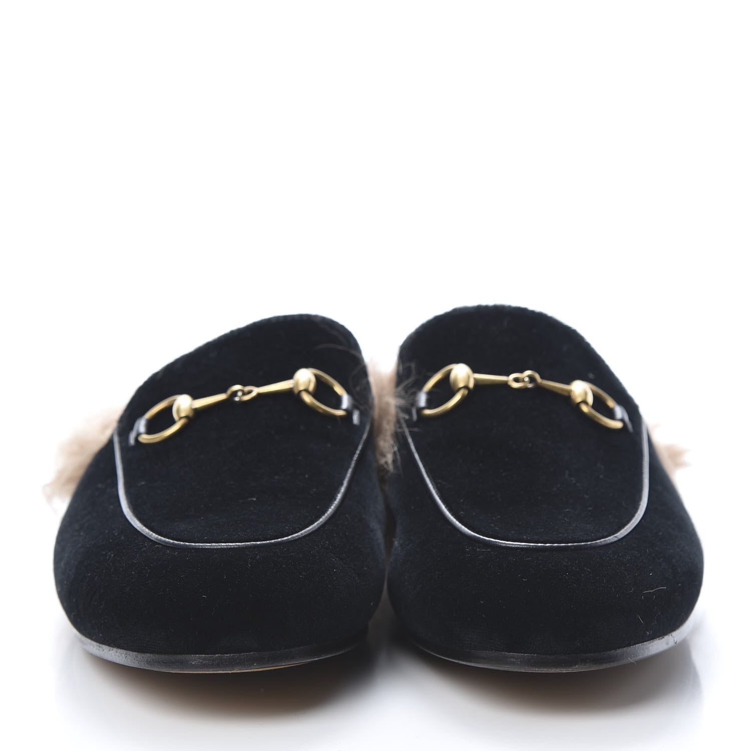 Gucci Velvet Fur Womens Princetown Slippers 37.5 Black 2 of 10