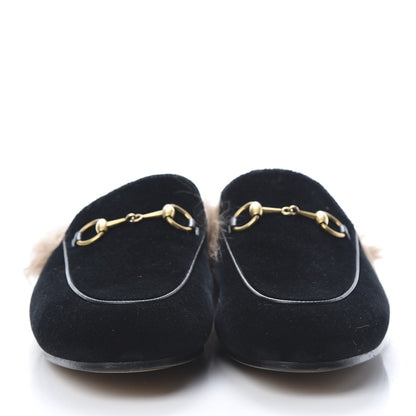 Gucci Velvet Fur Womens Princetown Slippers 37.5 Black 2 of 10