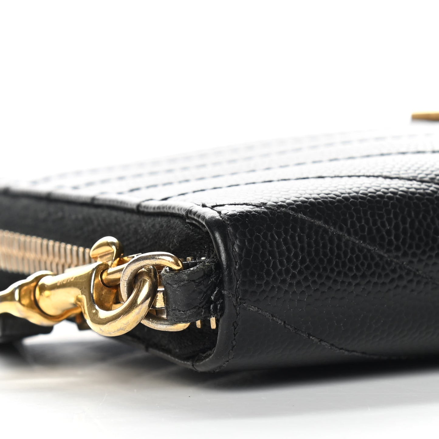 Grain De Poudre Matelasse Chevron Monogram Zip Around Wallet Black