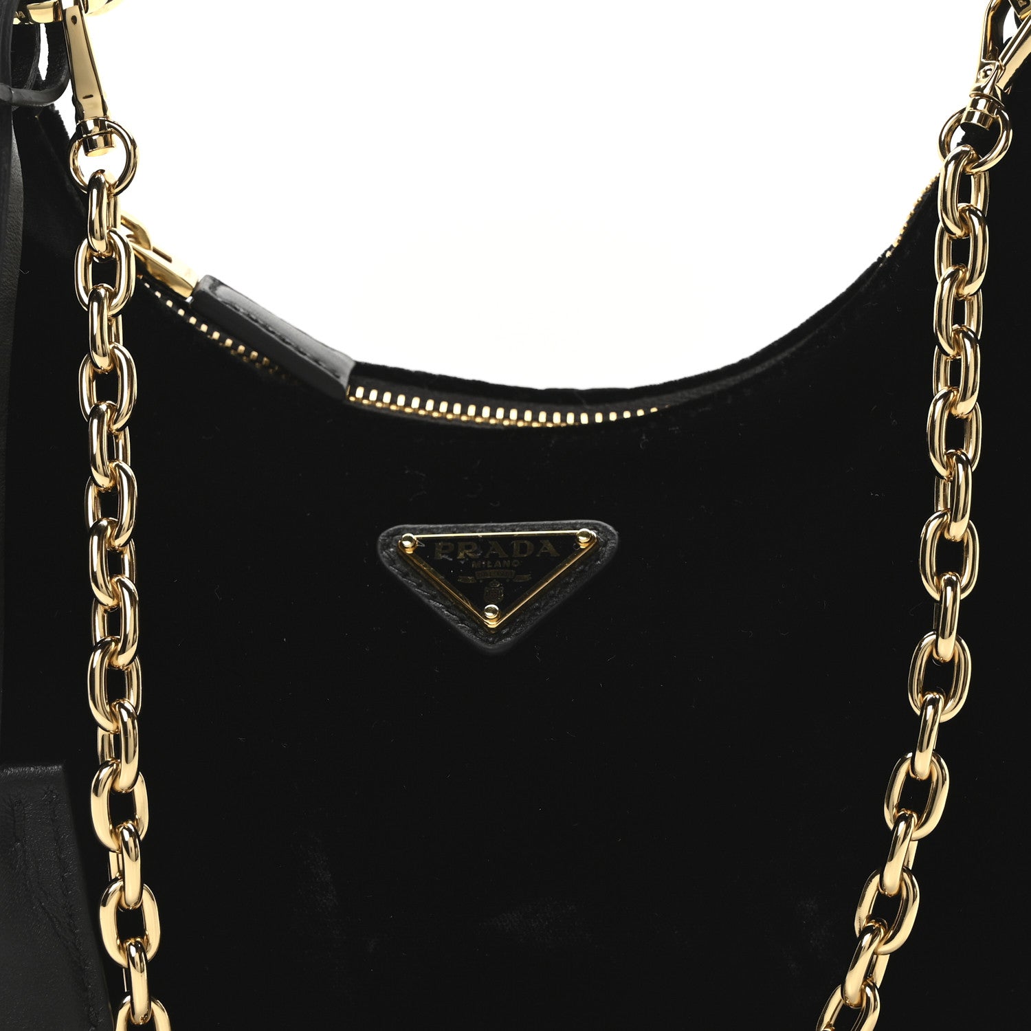 Prada Velvet Nappa Mini Re-Edition Shoulder Bag Black 9 of 11