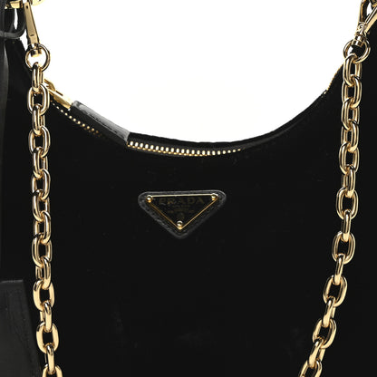 Prada Velvet Nappa Mini Re-Edition Shoulder Bag Black 9 of 11