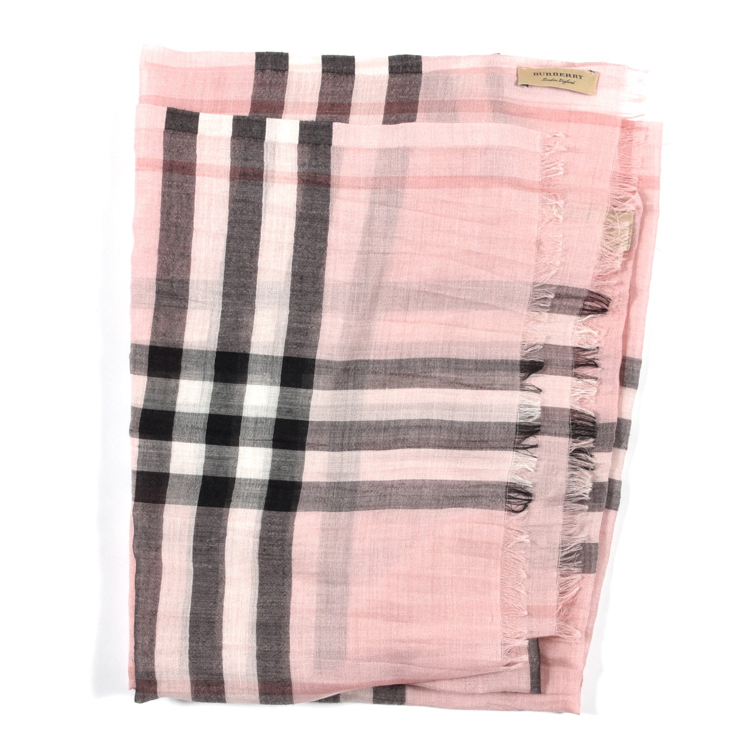 Burberry Wool Silk Gauze Giant Check Scarf Alabaster Pink 2 of 3