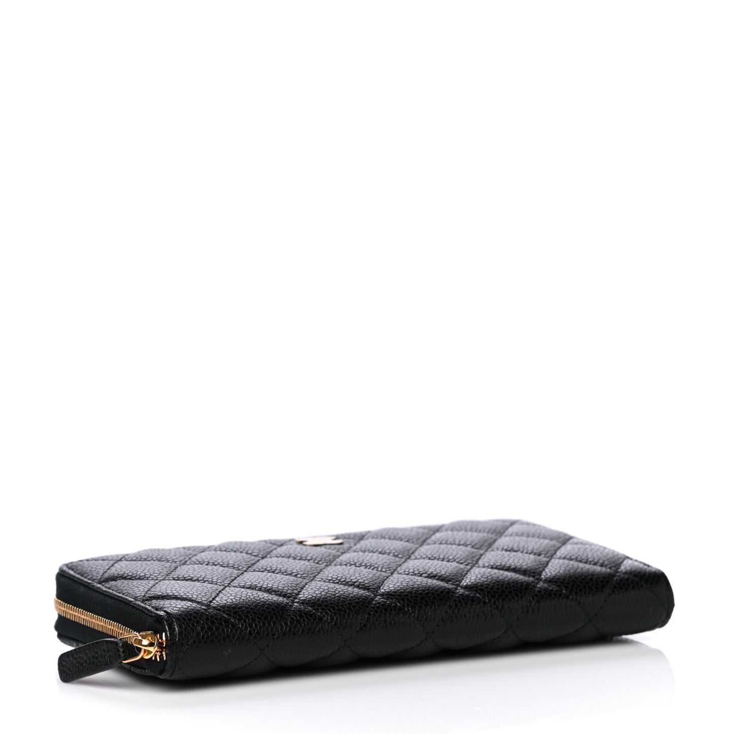 Caviar Quilted Large Gusset Zip Around Wallet Black