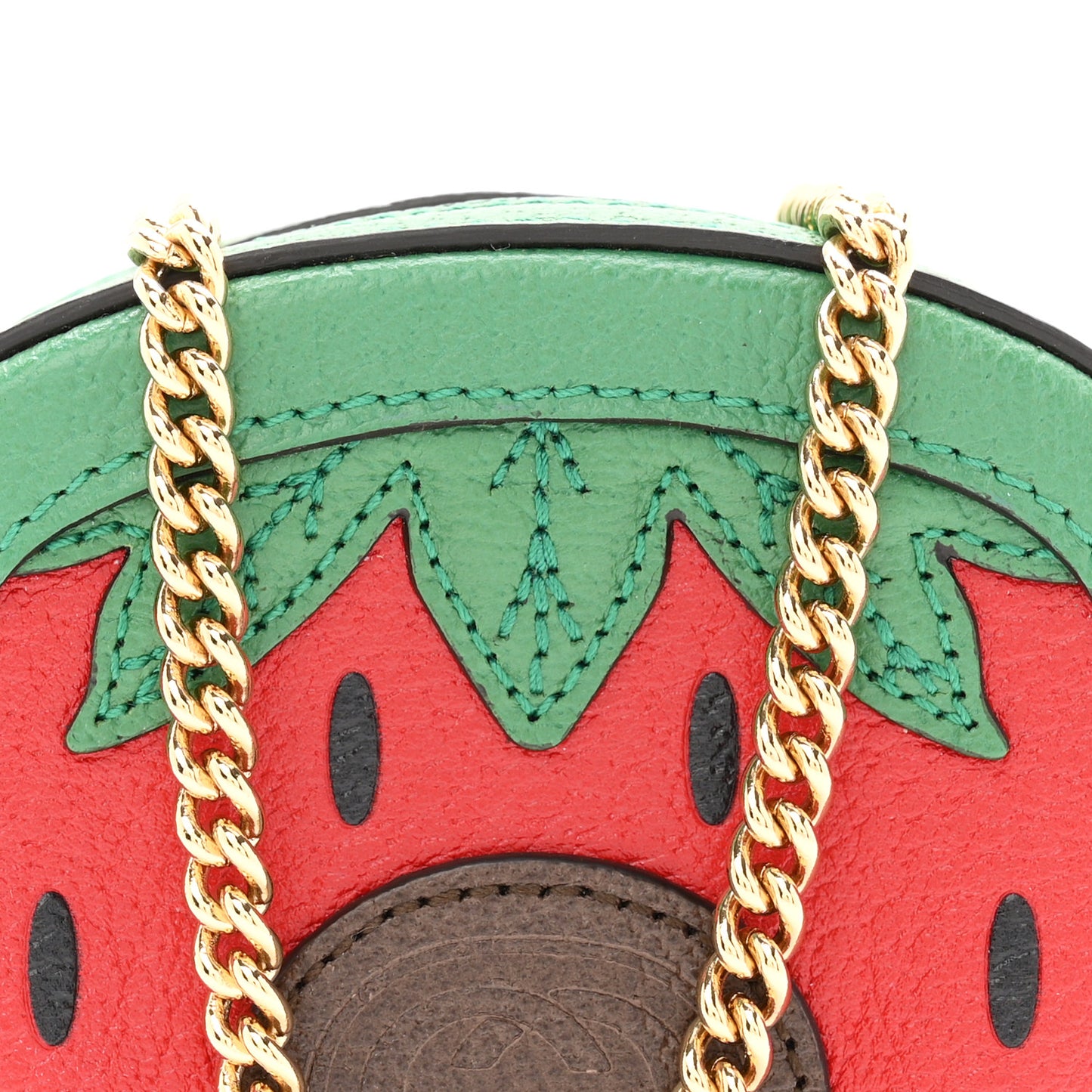 Textured Dollar Calfskin Retro Interlocking G Fruttini Strawberry Mini Crossbody Lobster Red Black New Acero