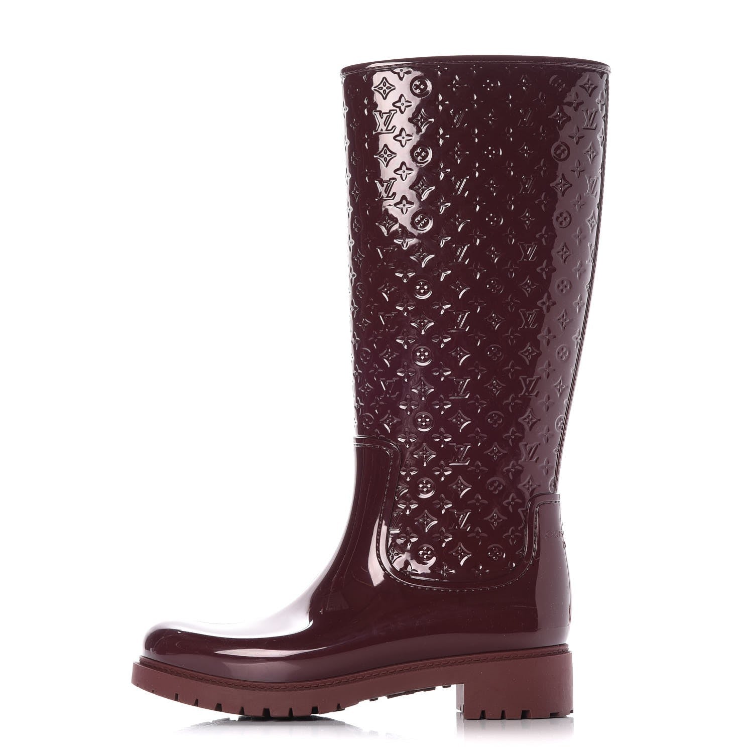 Louis Vuitton Rubber Embossed Monogram Splash Rain Boots 41 Burgundy 1 of 7