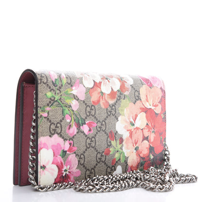 Gucci GG Supreme Monogram Blooms Chain Wallet Beige Multicolor Dry Rose 3 of 11