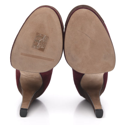 Chanel Suede Cap Toe CC Platform Pumps 36.5 Burgundy Brown 5 of 8