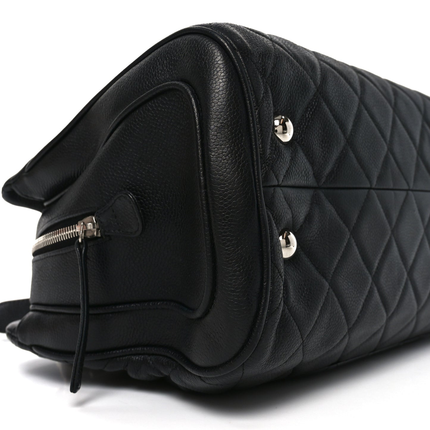 Caviar Quilted Bijoux Chain Shopping Tote Black
