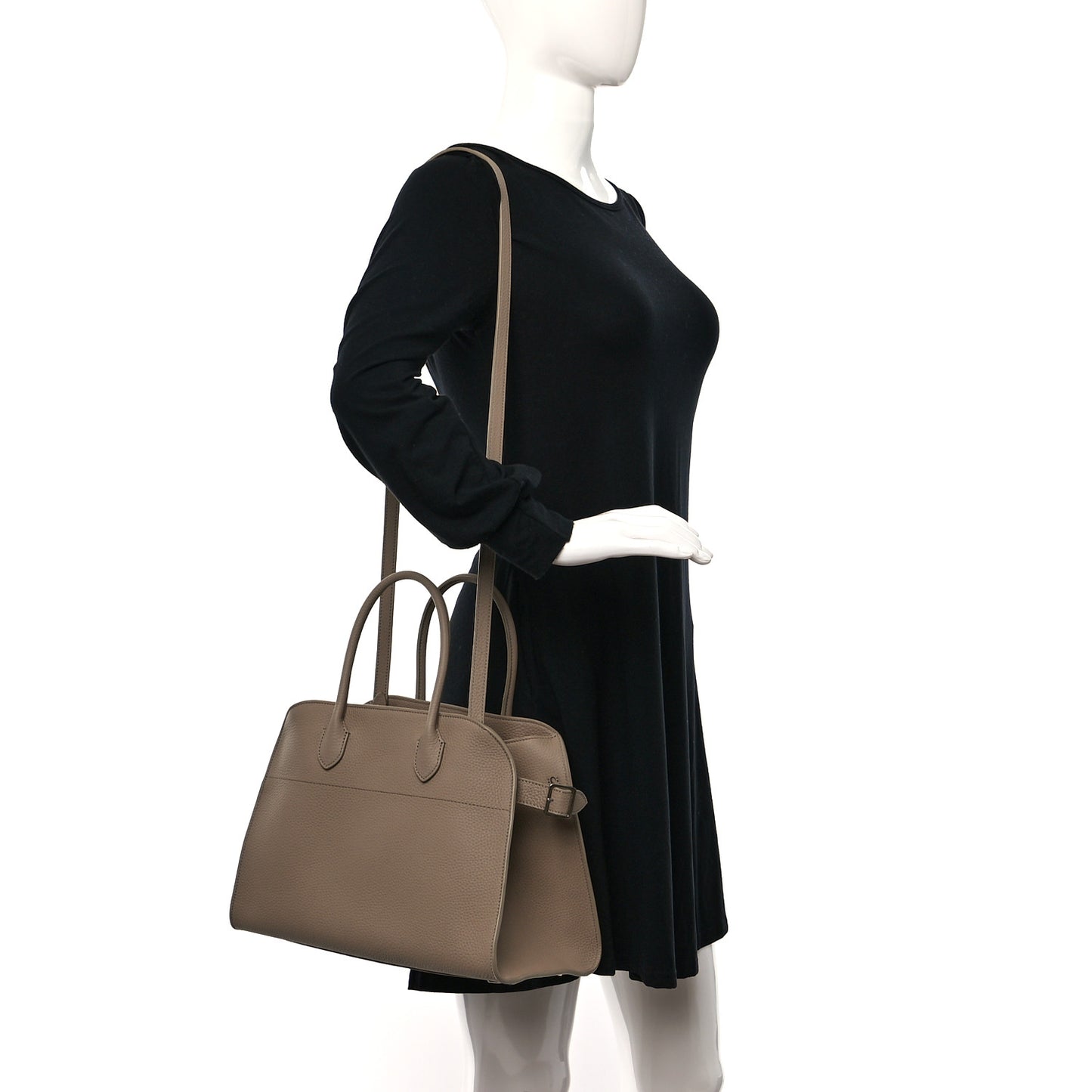Matte Grained Calfskin Soft Margaux 12 Dark Taupe