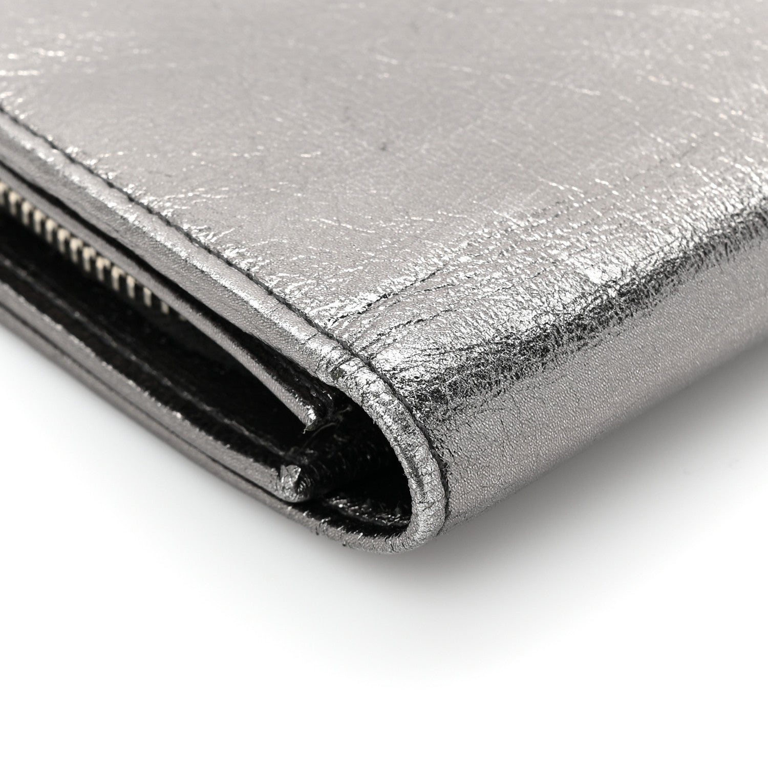 Saint Laurent Metallic Calfskin Monogram Belle De Jour Clutch Silver 14 of 16