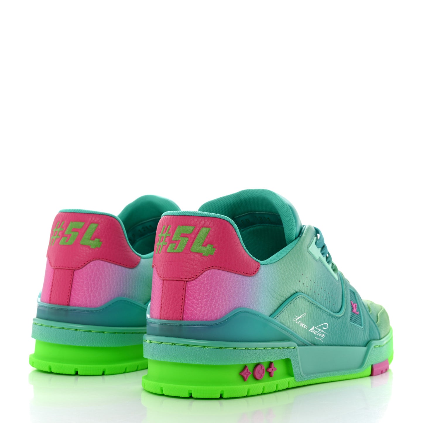 Calfskin Mens LV Trainer Sneakers 8.5 Green Ombre