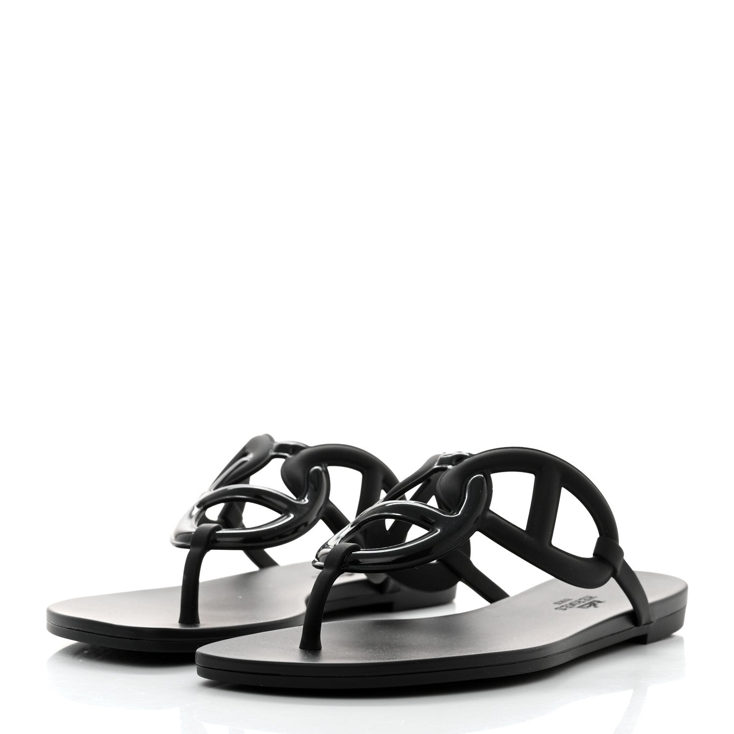 Hermes Rubber Womens Egerie Sandals 38 Black 3 of 9