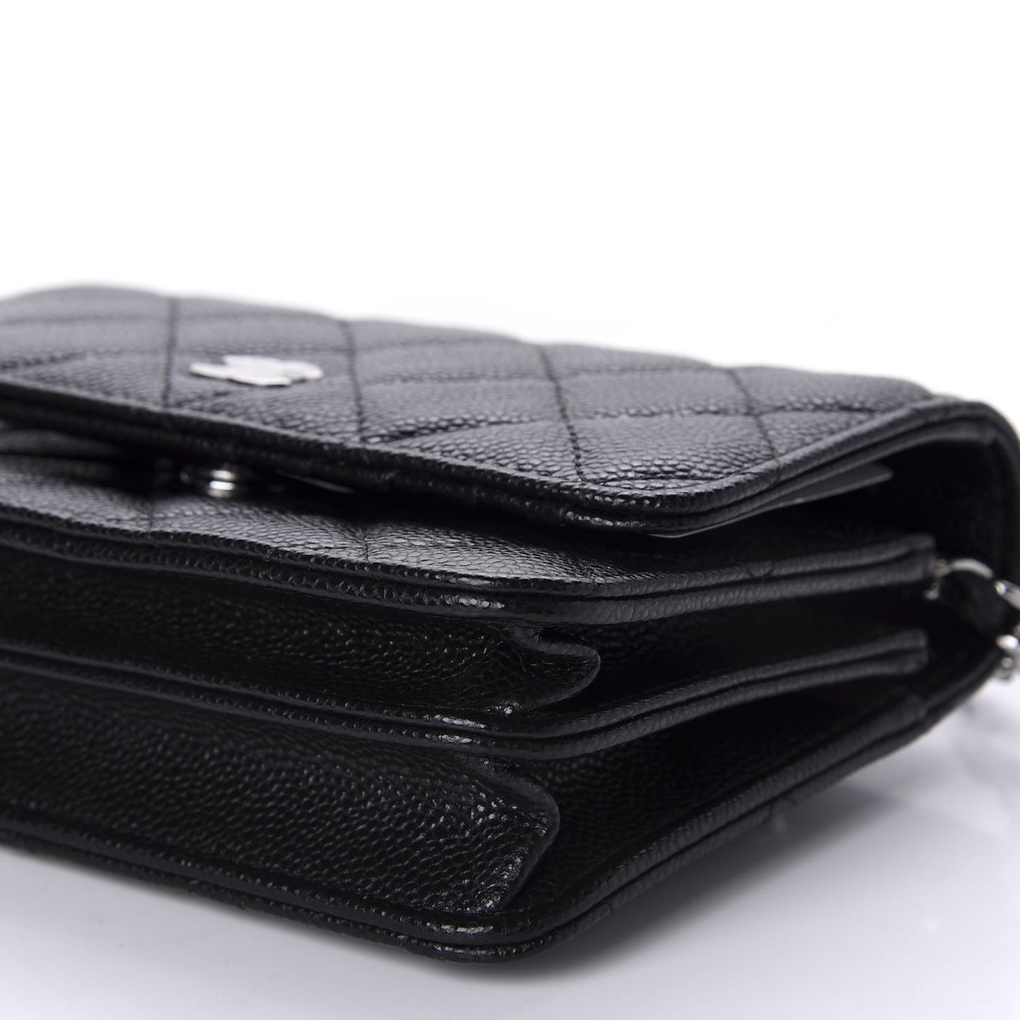 Caviar Quilted Mini Wallet On Chain WOC Black