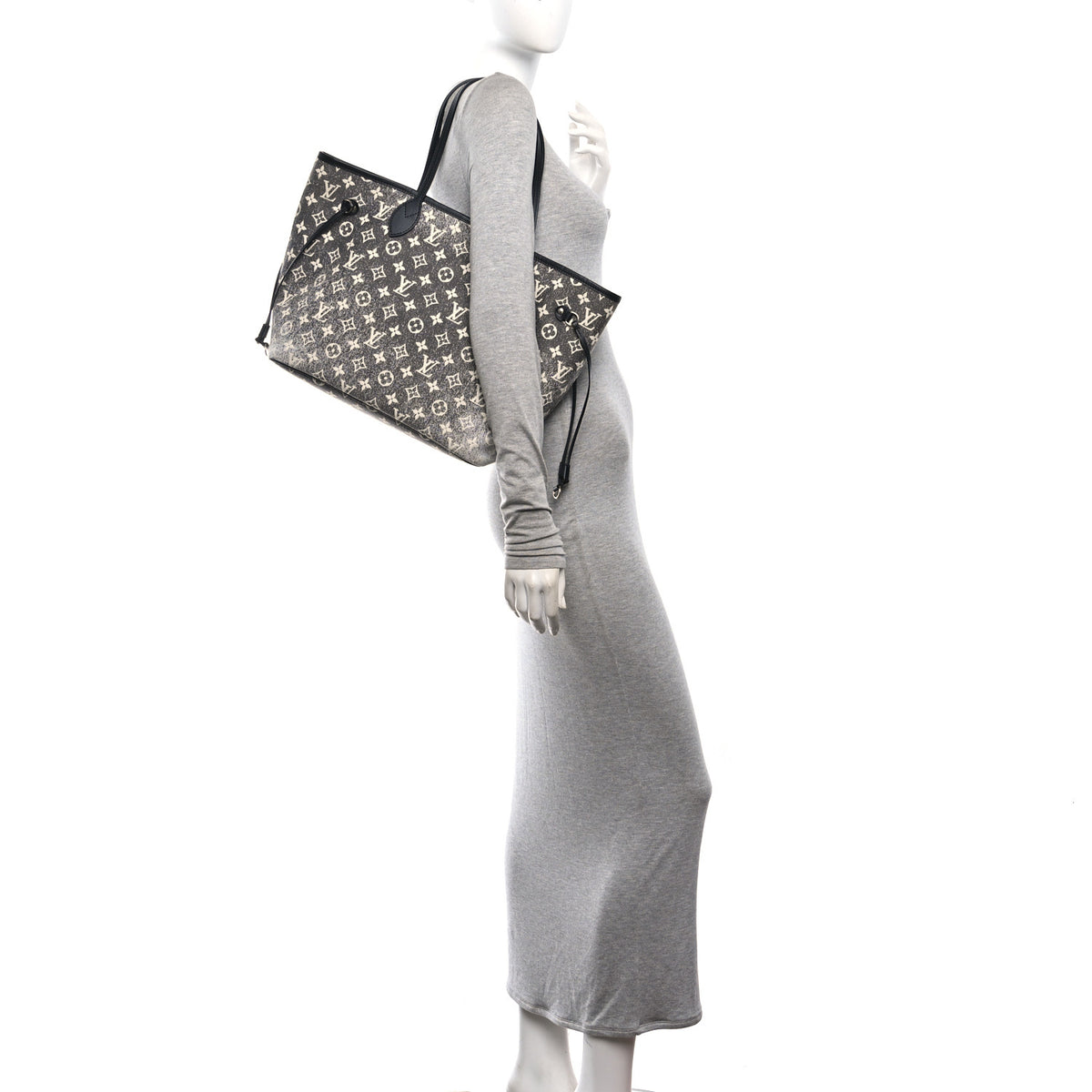 Louis Vuitton Denim Monogram Jacquard Neverfull MM Grey 2 of 11