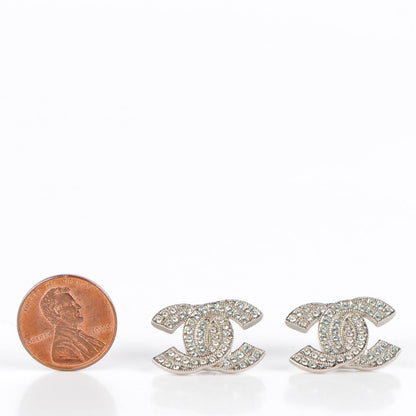 Chanel Crystal Double CC Earrings Silver 2 of 4