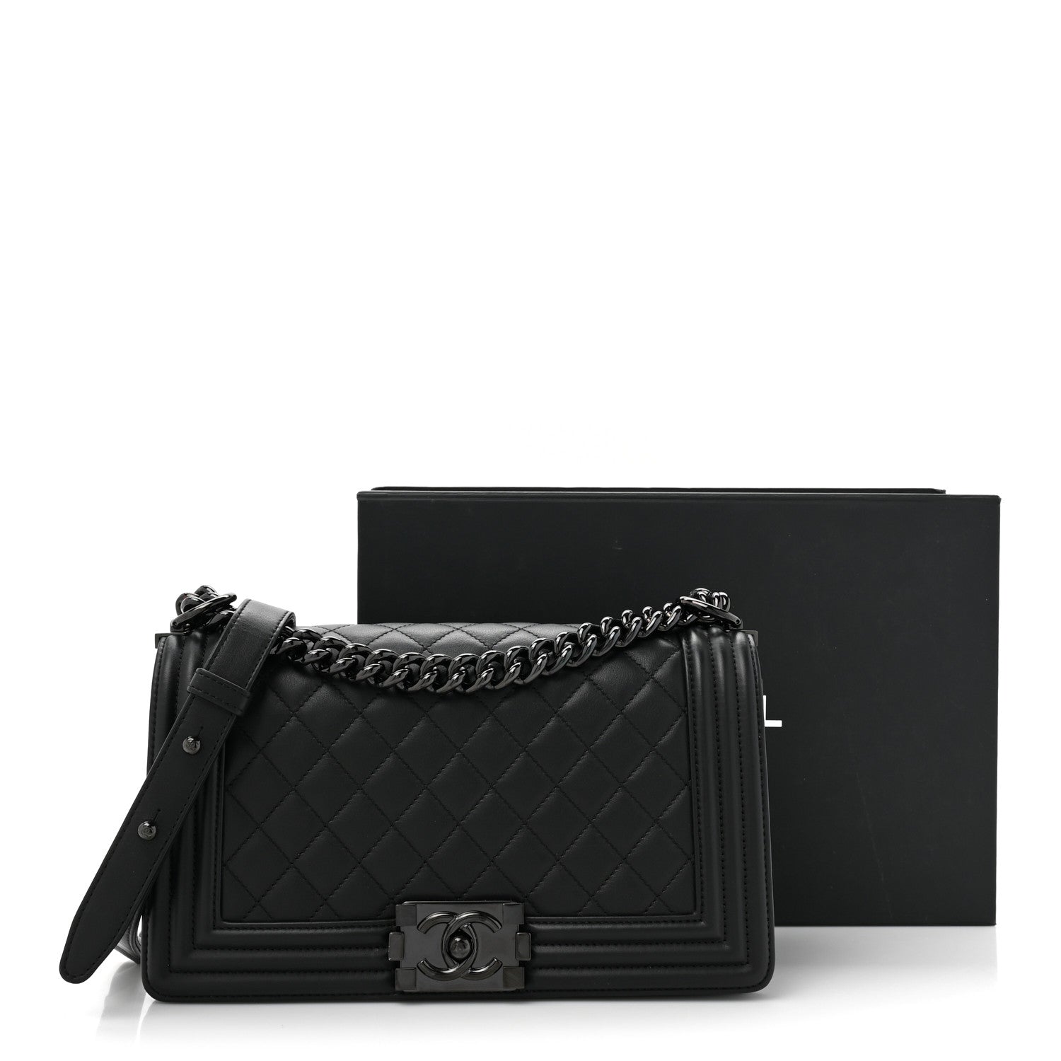 Chanel Calfskin Quilted Medium Boy Flap So Black 12 of 12