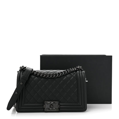 Chanel Calfskin Quilted Medium Boy Flap So Black 12 of 12